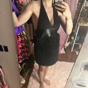 💕 custom black furry party dress
